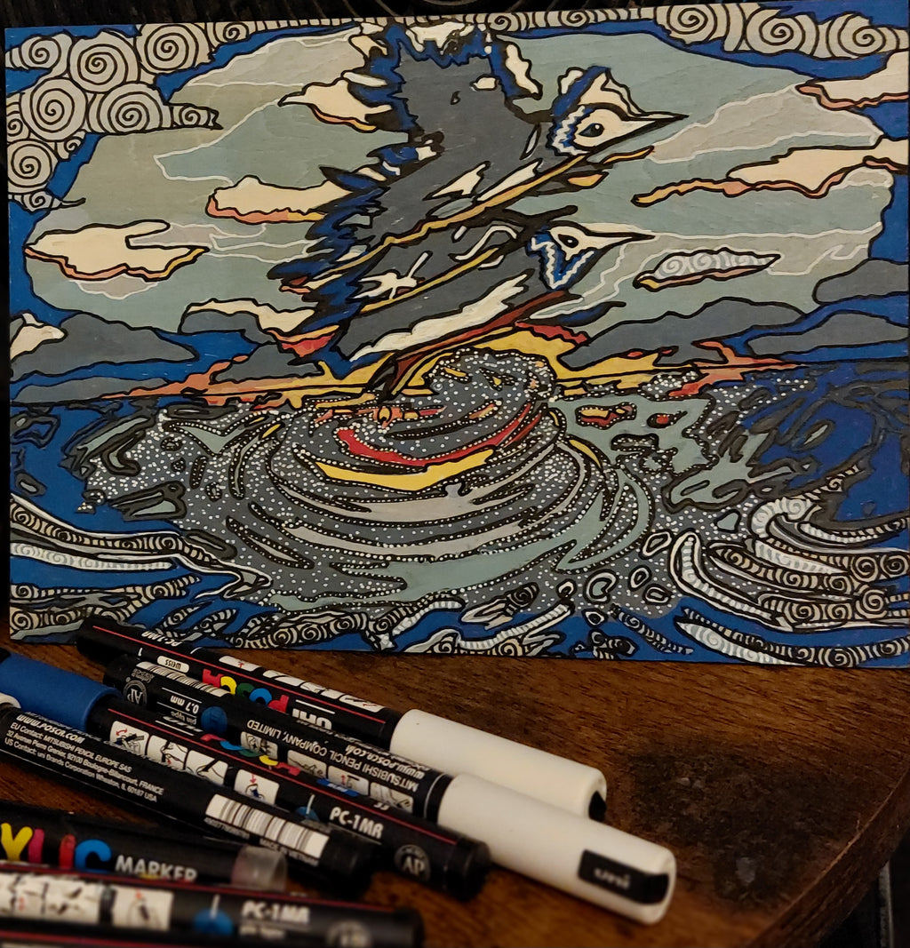 "L'envol" acrylique sur bois.21cmx15vm ep 2 mm