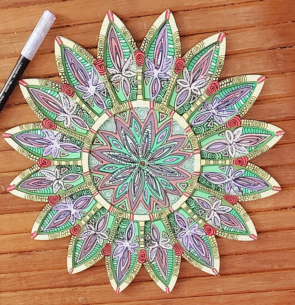 RESERVÉ...Plateau/tableau mandala.25 cm