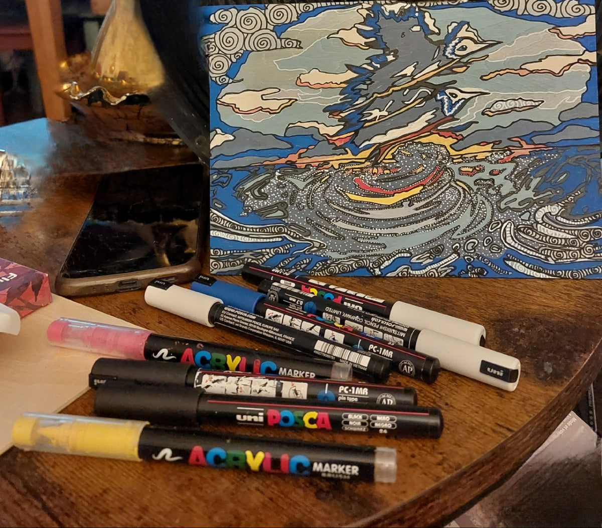 "L'envol" acrylique sur bois.21cmx15vm ep 2 mm