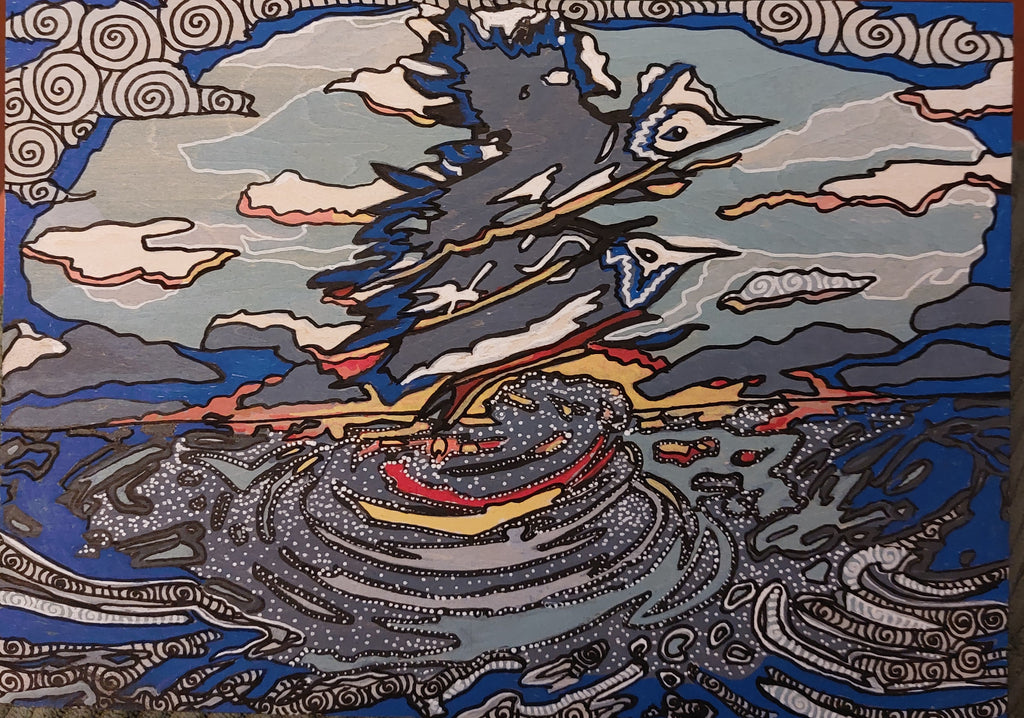 "L'envol" acrylique sur bois.21cmx15vm ep 2 mm